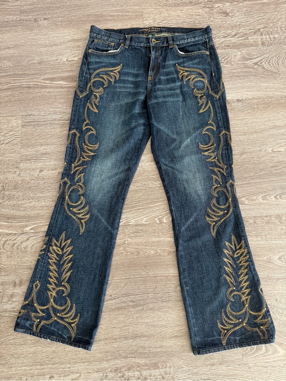 Lauren jeans co. Women's Dark Blue Embroidered classic boot cut Jeans